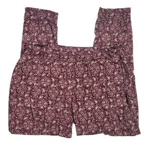 Lucky Brand Women's Floral/Paisley Very Soft Burgundy Lounge Joggers Size XL